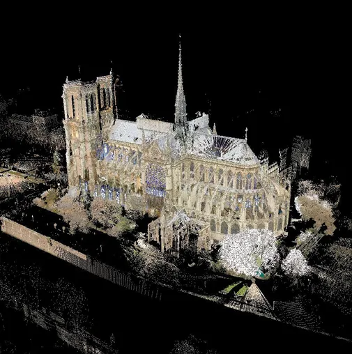 Laser analysis rendering of the Cathedral of Notre-Dame