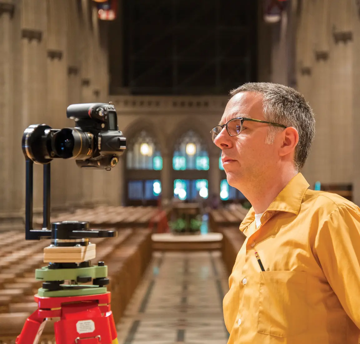 Professor Tallon scanning Washington National Cathedral