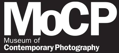 A black and white logo of the "Museum of Contemporary Photography" (MoCP) with bold typography.