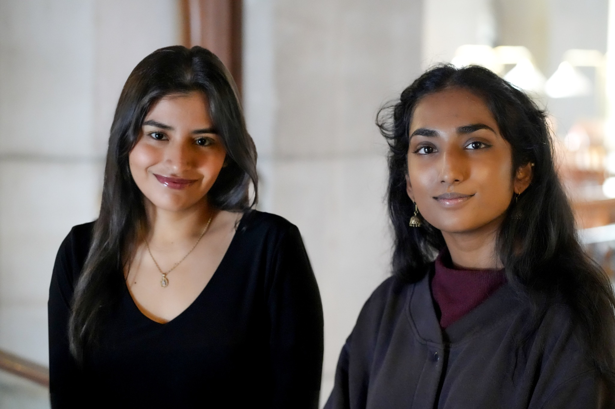 Anabel Varghese ’24 and Jimena Saavedra ’26 were both recipients of Voyager Scholarships from the Obama Foundation, Vassar College, February 7, 2025