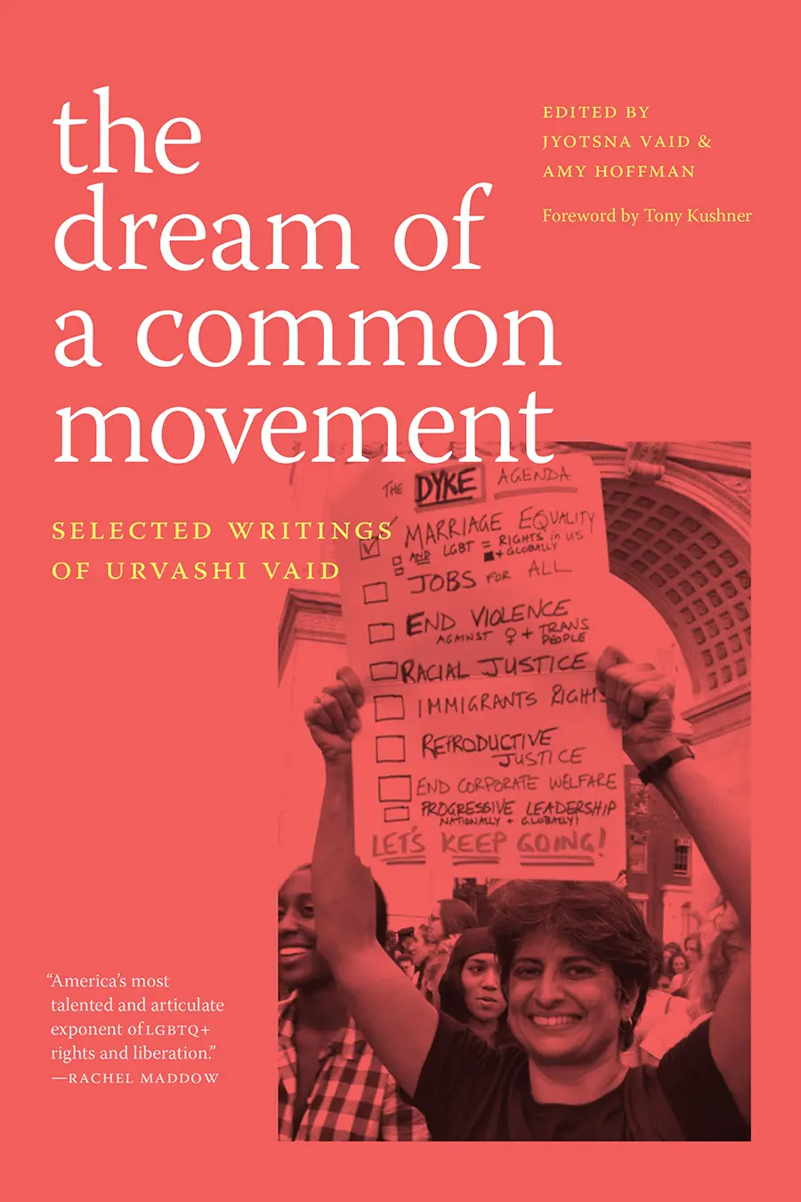 The cover of The Dream of a Common Movement with a photo of a woman holding a protest sign.