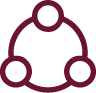 Three connected figures representing community support.