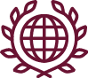 Globe emblem representing international services.